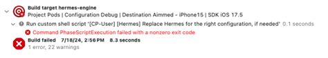 replace hermes for the right configuration|hermes xcode saved search.